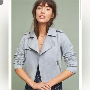 Anthropologie Light Gray Leather Jacket